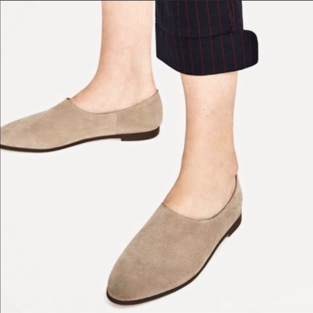 Zara Trafaluc split suede flat sz 37 (6.5M)